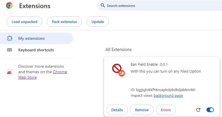 Ban Field Enable Extension 4